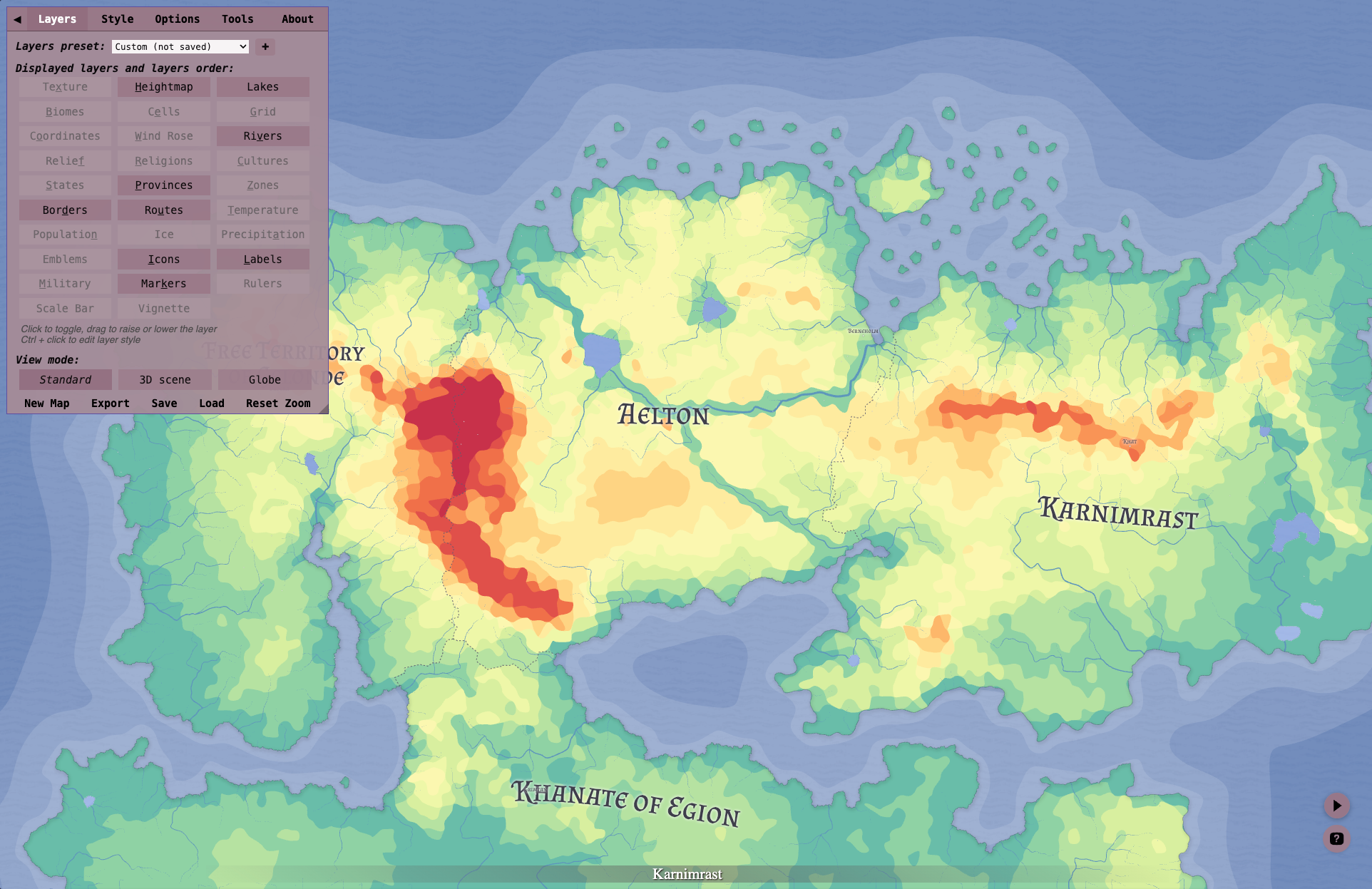 Height map within Azgaar's Fantasy Map Generator