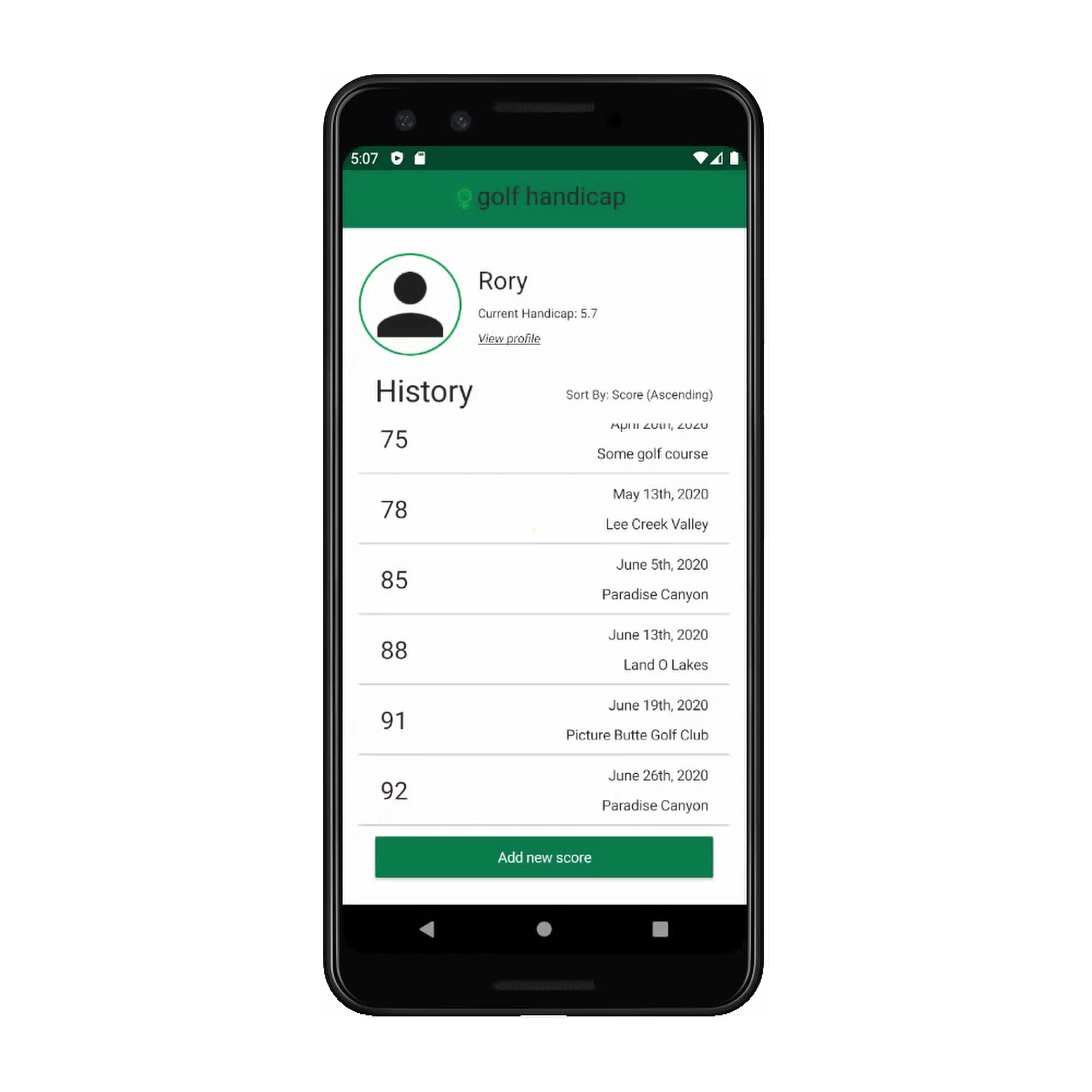 Golf Handicap App preview